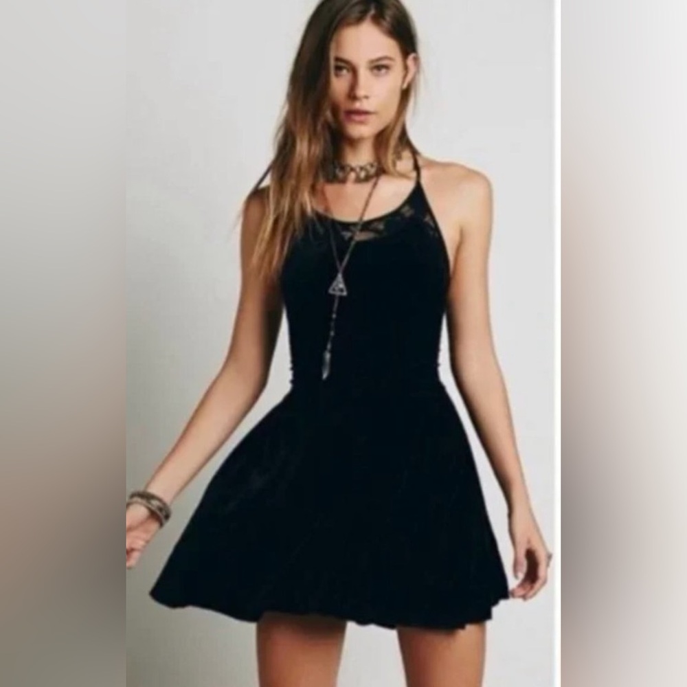 FP Free People Nightshade Velvet Lace Skater Dress